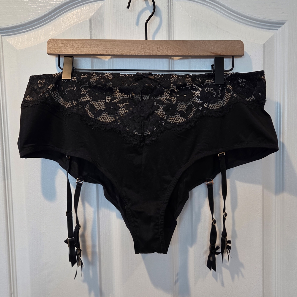 Cacique Black Lace Garter Panties